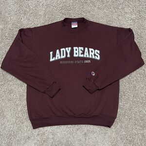 Missouri State University Bears Sweatshirt Large Maroon Red Lady Bears Champion
